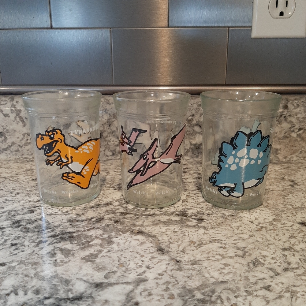 Welch's Jelly Jar Cups Dinosaurs Set of 3